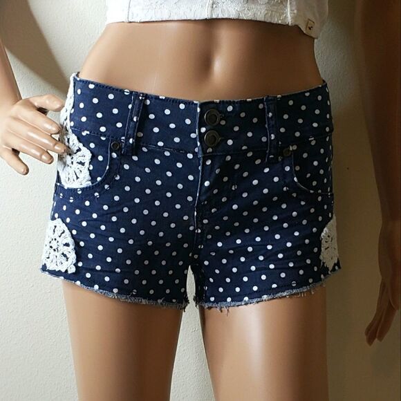 Hot Kiss Shorts Navy Polkadot & Lace - Picture 3 of 10